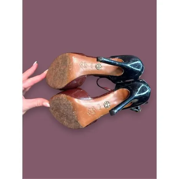Tory Burch Burgundy Patent Leather Heels Sz 8.5M - Picture 6 of 8